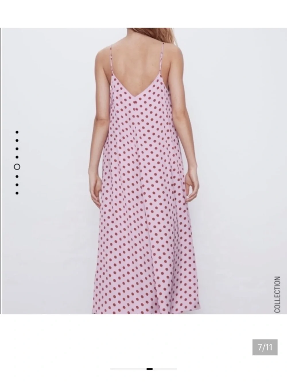 ZARA Pink Polka Dot Slip Midi Dress SIZE M NWT - Picture 2 of 5